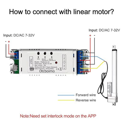 WiFi Electric Linear Actuator Controller, 2 Channel DC12V 24V, Tuya Smart WiFi Relay Switch,Dry Contact Passive Output Switch Compatible with Alexa and Google Home