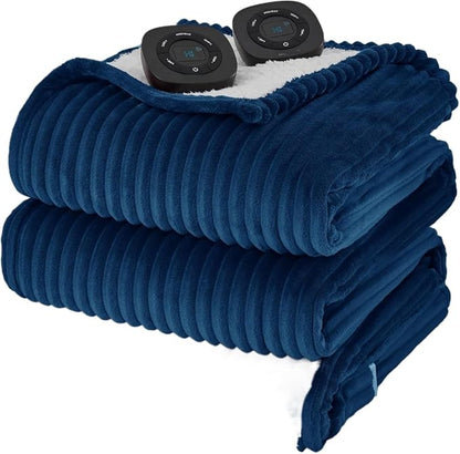 Dual-Monitor Temperature-Adjustable Electric Blanket, Timed Blanket, for Home Use, (90x100 Inches, Gray)(03 - Cream)
