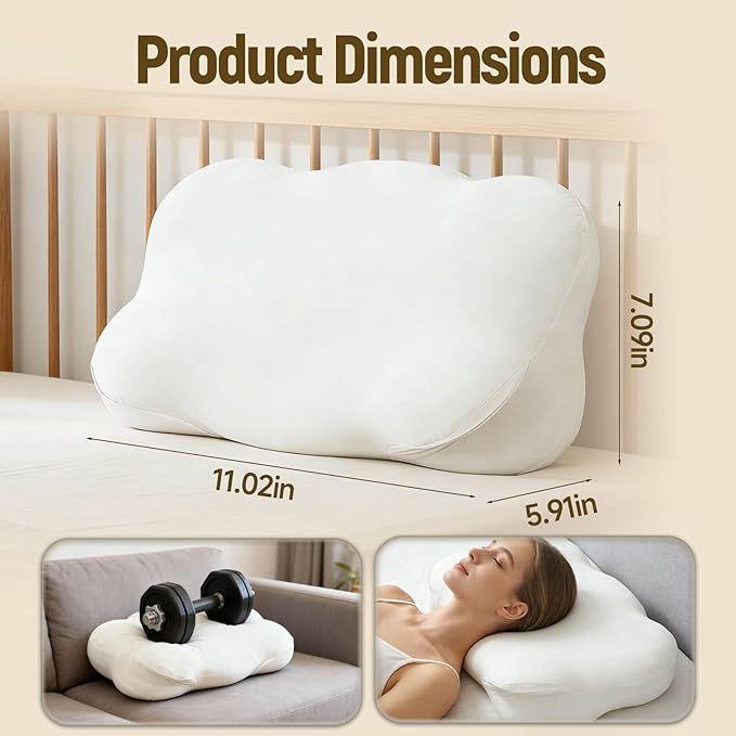 Cloud Pillow - Ergonomic Memory Foam Pillows, Zen Fluff Sleep Pillow with Neck & Shoulder Support, Adjustable Contour Neck Support for Side, Back, Stomach Sleepers, Breathable Anti-Wrinkle Pillowcase