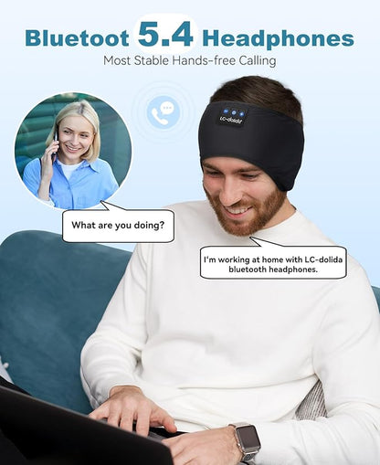 LC-dolida Sleep Headphones Ear Warmer Headband Bluetooth 5.4, Cold Weather Winter Headband Ear Covers for Gift Workout Ski Running Cycling