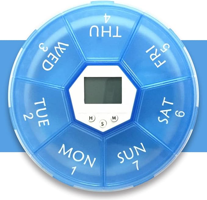 Weekly Pill Dispenser with Alarm, 7-Day Medicine Pill Organizer with up to 4 Alarms Per Day,Portable Smart Pill Box, Pill Reminder