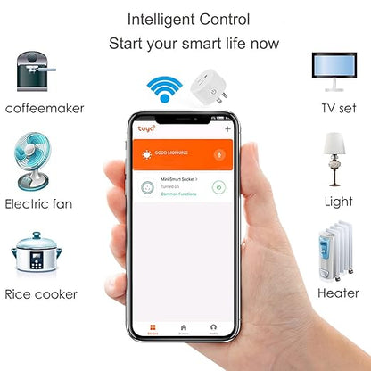 Mini WiFi Smart Plug Outlet Voice Remtoe Control with Alexa Works with Google Assistant IFTTT, Tuya Smart APP Timer ,No Hub Required