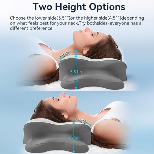 Sleep Apnea Pillow with Neck Pain & Snoring Relief -Orthopedic Cervical Pillow, Ergonomic Contour Memory Foam Pillow for Side, Back,Stomach Sleepers,Dreamers Relief,Medium Firm Support(Queen Size)