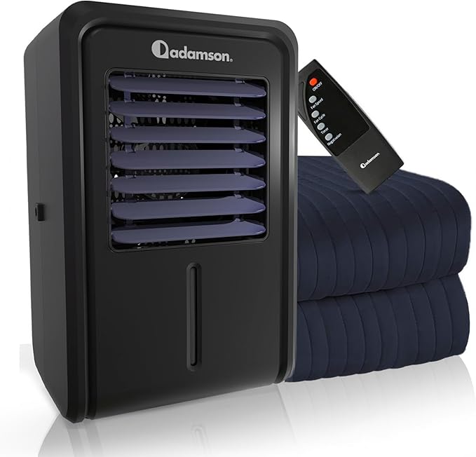 Adamson B10 Navy Blue Bed Cooling System - Twin 75” L x 39” W - 100% Cotton Mattress Cooling Bed Pad for Night Sweats - Water Bed Cooler - Ideal for Hot Sleepers - 5-Year Assurance