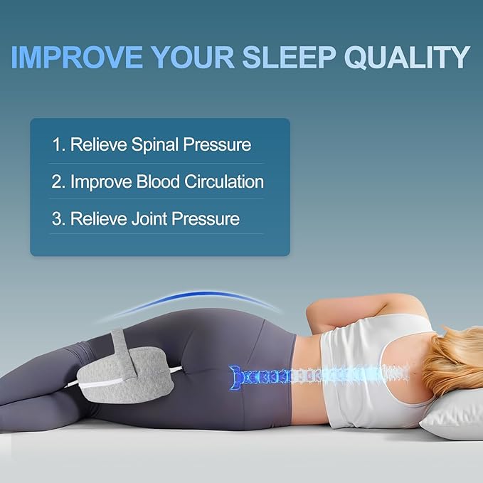 Knee and Leg Memory Foam Pillow for Side Sleepers, Ergonomic Support for Back, HIPS, Knees, Joints, Nerves and Muscle Discomfort Relief (Gray with Strap)