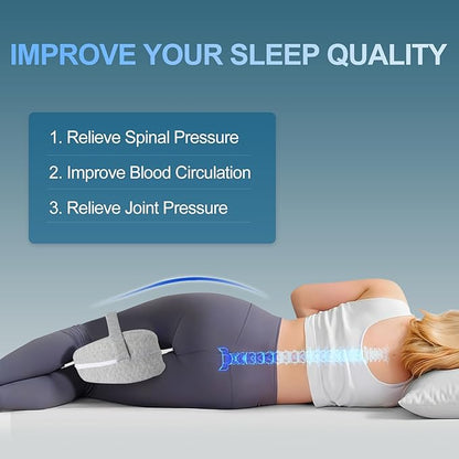 Knee and Leg Memory Foam Pillow for Side Sleepers, Ergonomic Support for Back, HIPS, Knees, Joints, Nerves and Muscle Discomfort Relief (Gray with Strap)