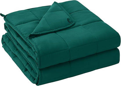 yescool Weighted Blanket for Adults (12 lbs, 60" x 80", Dark Green) Cooling Heavy Blanket for Sleeping Perfect for 110-130 lbs, Queen Size Breathable Blanket with Premium Glass Bead, Machine Washable