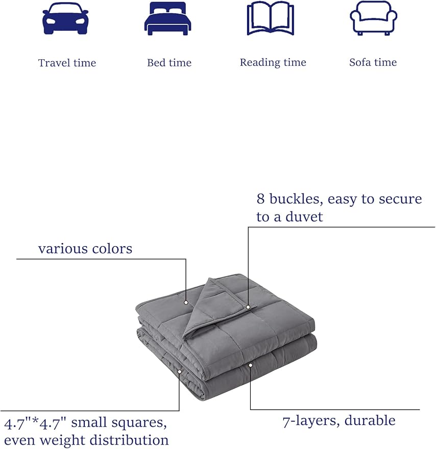 BB BLINBLIN Adult Weighted Blanket Heavy Blanket, Calm and Sleep, Premium Soft and Comfortable Material and Glass Beads (Dark Grey, 80''x87'' 20lbs),Two Persons(90~160lb) Sharing Use on Queen/King Bed