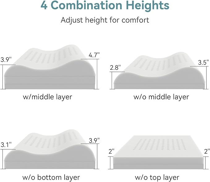WEUP Contour Memory Foam Pillow for Neck Pain Relief, Neck Pillows for Side Sleepers, Ergonomic Cervical ContourPillow, Adjustable BedPillow with Cooling Pillowcase, Breathable, CertiPUR-US Certified