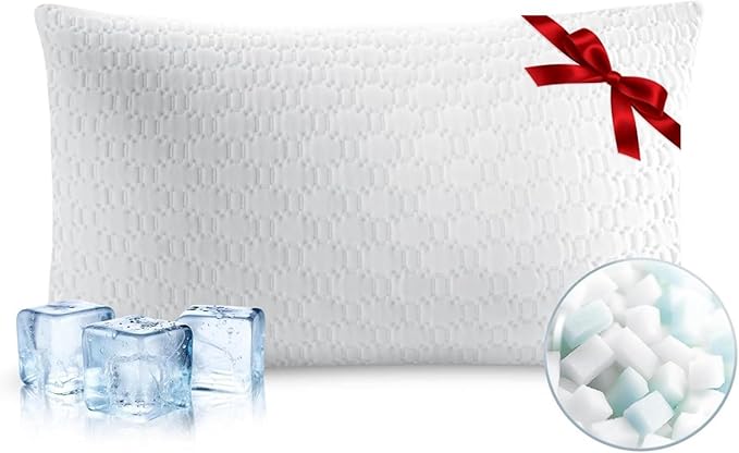 Sophia & William Side Sleeper Pillow Shredded Memory Foam Pillow for Neck and Shoulder Pain Relief Cooling Adjustable Pillows for Sleeping, Double-Sided Pillowcase, Queen Size