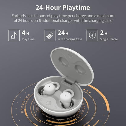 Smallest Invisible Sleep Earbuds, Comfortable Noise Blocking Wireless Headphones, Flat Bluetooth Ear Buds for Side Sleepers, Zero Pressure, No Lights/Alerts, Tiny Hidden Buds for Sleeping Sports