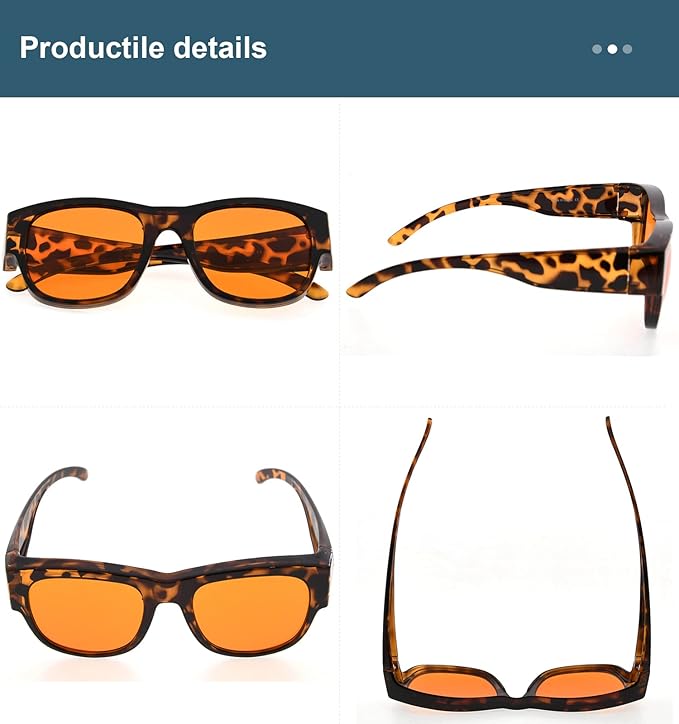 BLUELESS Fits Over Computer Eyeglasses with Orange Tinted Sleep Glasses, Tortoise