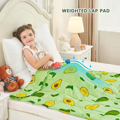 yescool Weighted Blanket 3 Pounds Cooling Weighted Lap Blanket, Green Avocados Heavy Blanket for Sleeping, Breathable Weighted Throw Blanket Gift for 20-40lbs,36"x48"