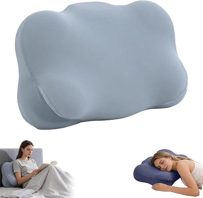 Ergonomic Adjustable Cervical Memory Foam Pillow - Cloud-Like Support, Breathable Cooling Pillowcase, Orthopedic Neck Pain Relief for Side/Back/Stomach Sleepers Home, Bedroom & Travel (Light Blue)