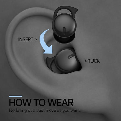 Invisible Sleep Headphones,Sleep Earbuds for Side Sleepers,Small Comfortable Fit Noise Blocking Sleep Ear Buds,Bluetooth 5.3 Wireless Earbuds, in-Ear Ear Buds for Sleeping, Working - Black