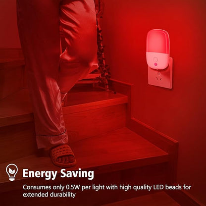echosari 670nm Red Light Night Light for Sleep, 2 Pack Red Night Lights with Dusk to Dawn Sensor, LED Night Light Plug into Wall for Baby Nursery Kids Adults Bathroom Bedroom