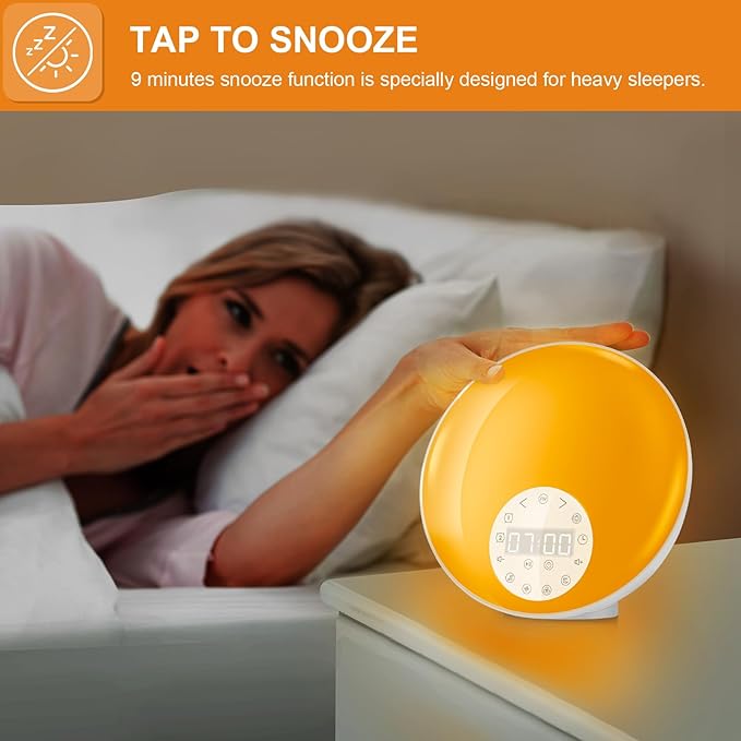 Noise Sound Machine with Sunrise Alarm Clock, Dual Alarms, FM Radio, Snooze, 26 White Noise Sounds, 8 Colors Night Light, 4 Sleep Timer- Ideal Gift for Kids, Adults, Heavy Sleepers