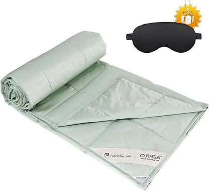 YOUR MOON Summer Lightweight Wool Comforter - Breathable & Thin Duvet Insert for Hot Sleepers, 100% Australian Wool Filling 100gsm with Pure Cotton Shell-Queen Size (Green)