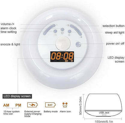 Alarm Clock Wake Up Light, Smart Home LED Bed Head Colorful Simulated Sunrise Nature Ambient Help to Sleep Dimmable Night Table