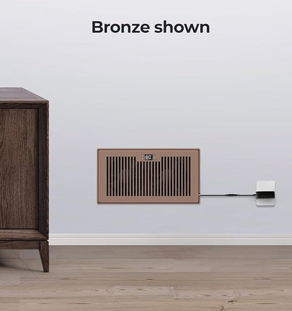 Quiet Register Booster Fan Fits 6" x 12" Register Holes, 10-Speed Smart Heating Cooling AC Vent Fan with Remote Control and Thermostat Control - Bronze