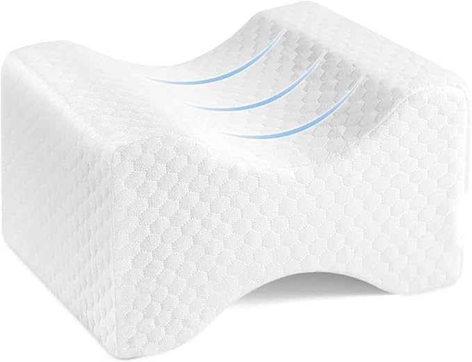 Knee Pillow for Side Sleepers – Cooling Leg Support Pillow with Strap for Hip & Back Pain Relief – Comfortable Sleep Aid for Better Alignment