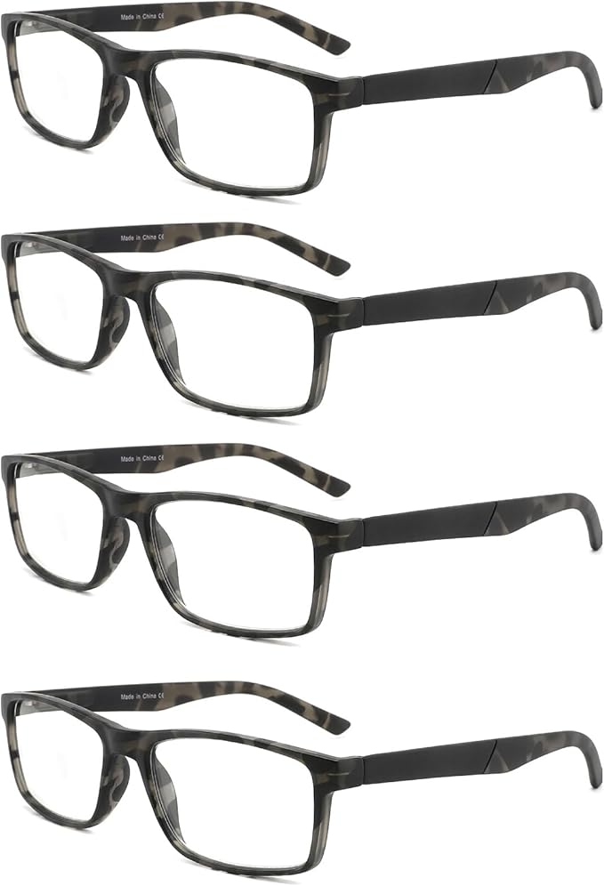 DONGDI Blue Light Blocking Reading Glasses 4 Pack Computer Readers for Women Men,Anti Glare UV Ray Filter Eyeglasses… (4pack-grey tortoise, 2.00)