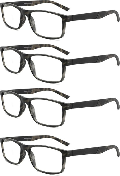 DONGDI Blue Light Blocking Reading Glasses 4 Pack Computer Readers for Women Men,Anti Glare UV Ray Filter Eyeglasses… (4pack-grey tortoise, 1.75)