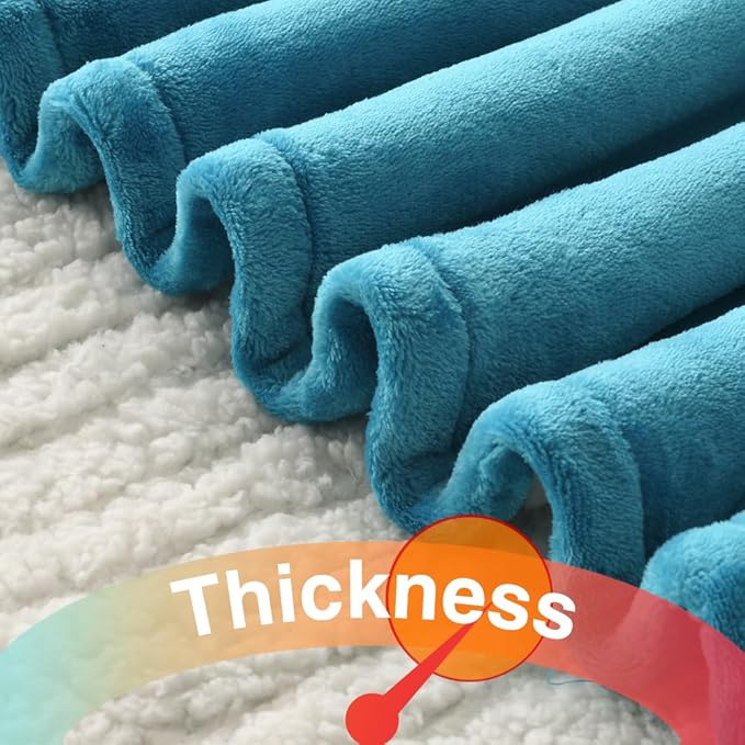 WOOMER Electric Blanket Twin Size 62" x 84", Heated Blanket with 0.5-12 Hours Timer & 10 Heating Levels, ETL Certified, Teal Velvet & White Sherpa, Over-Heat Protect, Machine Washable