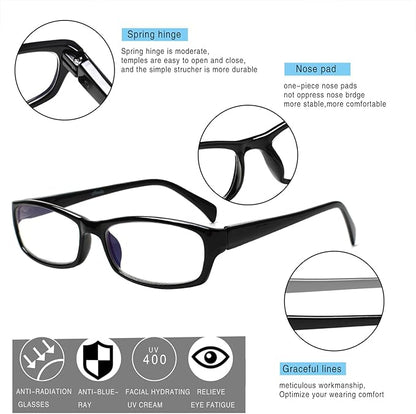 Henotin 6-Pack Reading Glasses Blue Light Blocking Anti Eyestrain Computer Reading Glasses for Women and Men Readers (Transparent White, 1.50, Diopters)