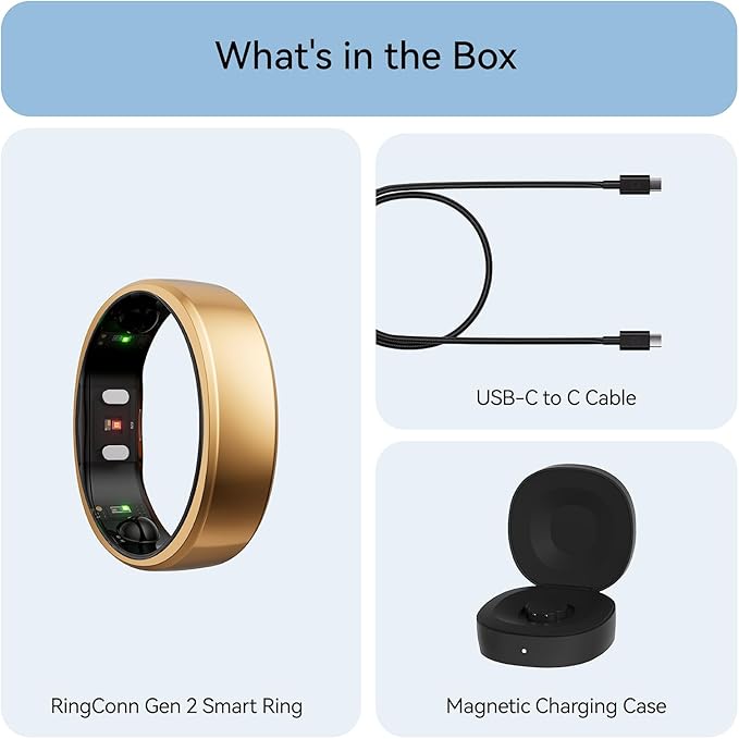 RingConn Gen 2, World’s First Smart Ring with Sleep Apnea Monitoring, No APP Subscription, 12-Day Battery Life, Stress/Heart Rate/Women's Health Tracker, Android & iOS Compatible (Rose Gold, Size 9)