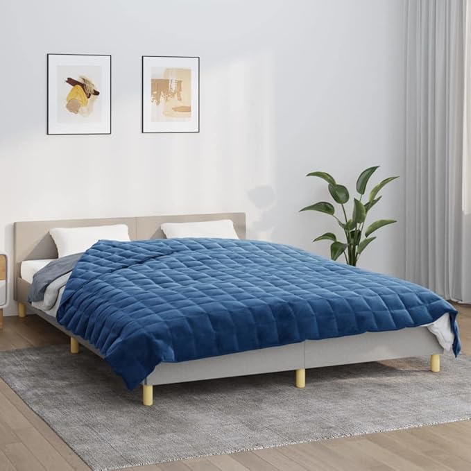 Weighted Blanket Blue for Adults, 86.6 x 94.5 Inches, Soft Brushed Polyester Microfiber, Breathable Material, Even Weight Distribution, Anxiety Relief, Sleep Aid, Calming