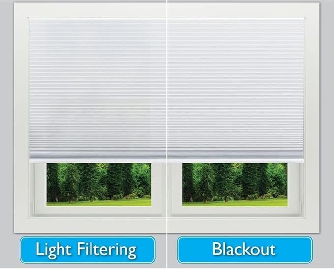 Redi Shade No Tools Easy Lift Trim-at-Home Cordless Cellular Blackout Fabric Shade White, 36" W x 64" L, (Fits windows 19"- 36")