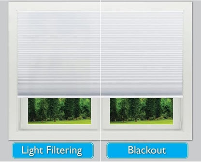 Redi Shade No Tools Easy Lift Trim-at-Home Cordless Cellular Blackout Fabric Shade White, 48" W x 64" L, (Fits windows 31"- 48")