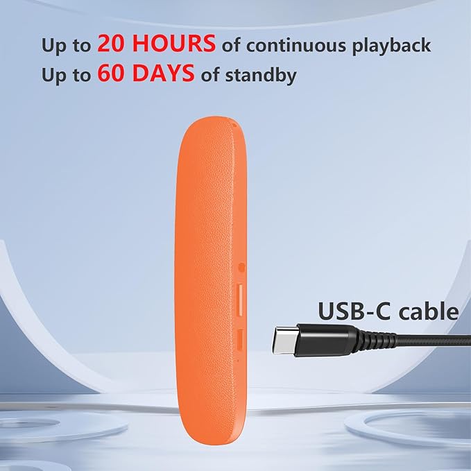 Bone Conduction Sleep Speaker Under Pillow, Ultra-Thin Non-in-Ear Pillow Speaker with Bluetooth & TF Card Playback, Portable Bedside Speaker for Side Sleepers, Travel & White Noise (Orange)