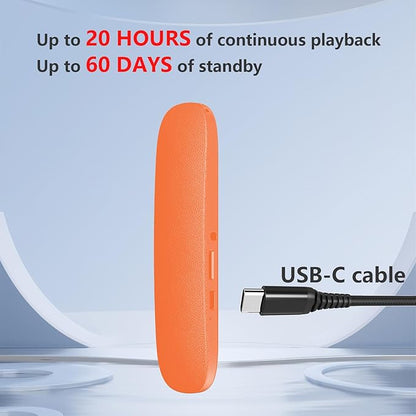 Bone Conduction Sleep Speaker Under Pillow, Ultra-Thin Non-in-Ear Pillow Speaker with Bluetooth & TF Card Playback, Portable Bedside Speaker for Side Sleepers, Travel & White Noise (Orange)