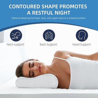 Neck Cervical Pillow for Neck Pain Relief - Contour Pillow Memory Foam Pillows for Sleeping, Neck Support Pillow Cooling Bed Pillow for Side Back Stomach Sleepers