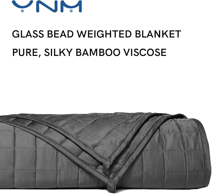 YnM Cooling Weighted Blanket for Adults, 15lbs Heavy Bed Throw for One Person of 140lbs, Perfect for Hot Sleepers or Warm Climates with Rayon/Glass Beads(60x80 Inches, Queen Bed, Dark Grey)