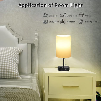 Bedside Table Lamps for Bedrooms Nightstand Lamp RGB Color Changing Bedside Lamp with 2 USB Charging Port and AC Outlet, 3 Way Dimmable Small Modern Lamp for Home Living Room Bedroom Party