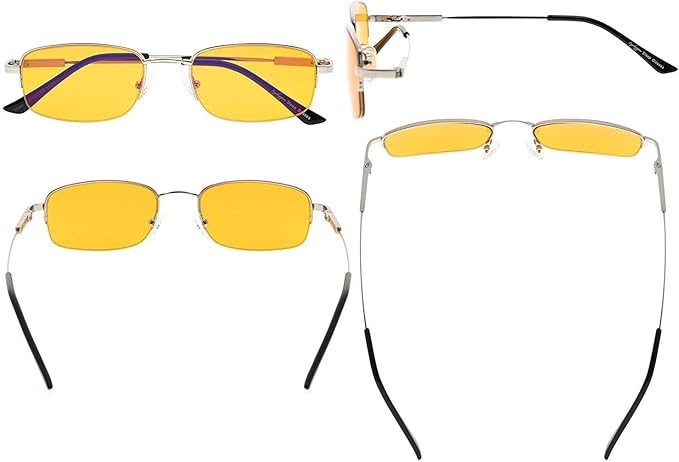 Eyekepper 97% Blue Light Blocking Reading Glasses-Better Sleep Computer Readers-Mens Womens Memory Titanium