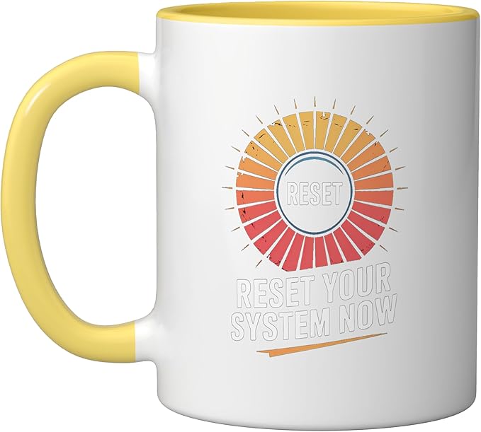 Relaxation Breathing Vagus Nerve Stimulation, Stress Relief Ceramic Mug, Yellow/White