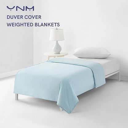 YnM Cotton Duvet Cover for Weighted Blankets (Light Blue, 41''x60'')
