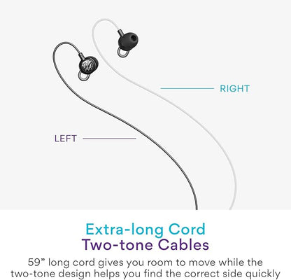 MEE audio SleepTones Wired Sleep Earbuds 3.5mm Plug for Side Sleepers with Lightweight Low-Profile Silicone Earpieces, Noise Reduction Sleeping Headphones with Built-in Mic, & Volume Controls