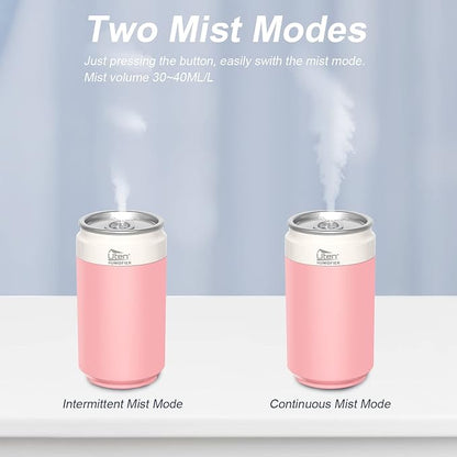 Humidifiers, Humidifier for Bedroom, Can Air Humidifier, Humidifiers for Home and Plants, USB Powered And Battery Powered Portable for Home Office Car Outdoor, 2 Mist Modes, Night Light, Auto-Off