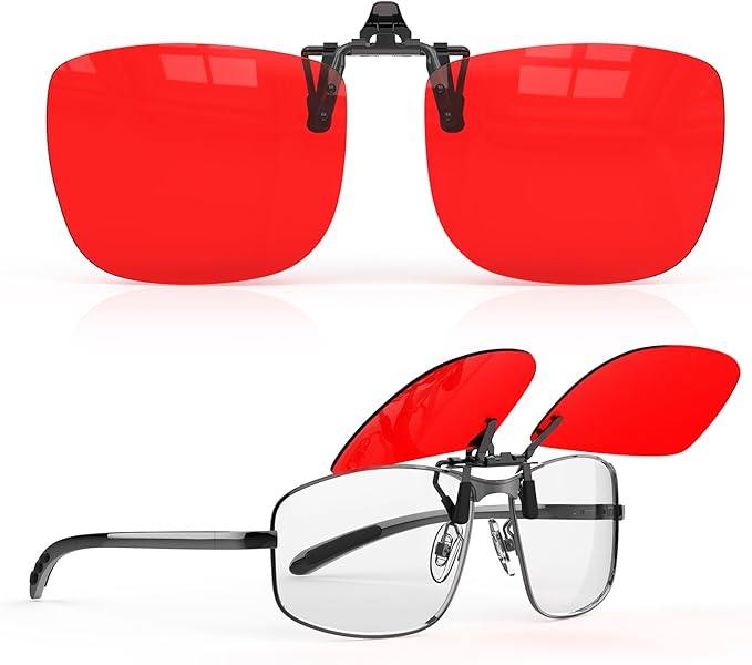 Goiteia Red Clip on Blue Light Blocking Glasses for Sleep-Block Blue & Green Light-Fast and Sound Sleep/Relieve Eye Strain