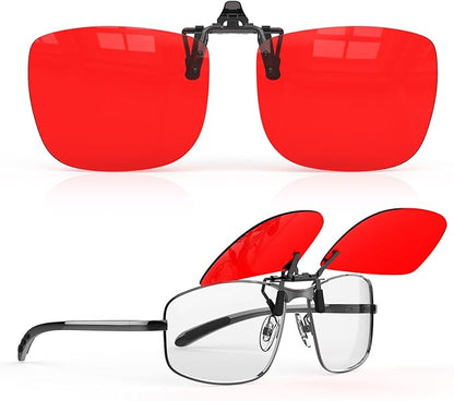 Goiteia Red Clip on Blue Light Blocking Glasses for Sleep-Block Blue & Green Light-Fast and Sound Sleep/Relieve Eye Strain