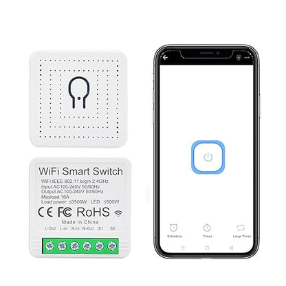 EweLink 16A Mini WiFi Relay Module Smart Switch,DIY Wireless Light Switch Voice Control Outlet for Smart Home Automation，Compatible with Alexa/Google Home(2 Packs)