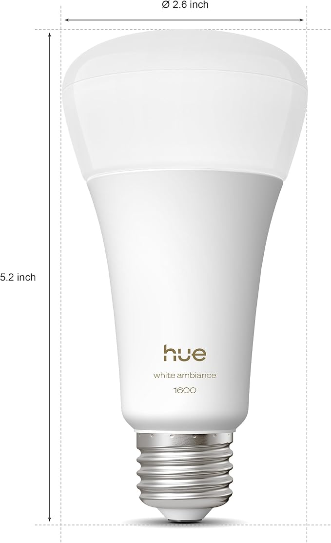 Philips Hue Smart LED A21 Bulb, White Ambiance, E26, 13.5W, Full Spectrum Light 1000K-20000K,1600 Lumens, Dimmable LED Bulbs, Works with Alexa, Google Assistant, Apple Home, 1-Pack