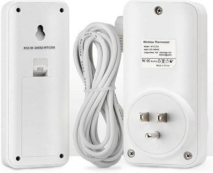 DIGITEN Wireless Temperature Controller Plug-in Thermostat Remote Control Reptile Thermostat Outlet with Temperature Sensor Wireless Thermostat for Home White