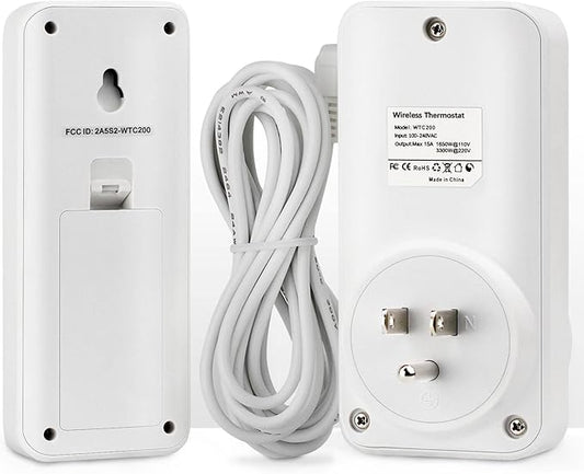 DIGITEN Wireless Temperature Controller Plug-in Thermostat Remote Control Reptile Thermostat Outlet with Temperature Sensor Wireless Thermostat for Home White