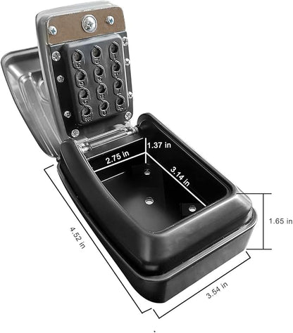Push Button Lock Box,Outdoor Wall Mounted Key Storage Box with 10-Digit Keyboard Resettable Code,Protective Shell for Outside Weatherproof,Large Capacity,for Home,Outdoor